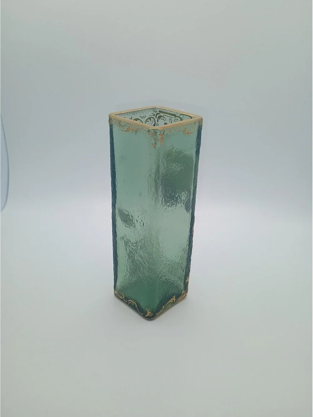 Montjoye (Legras & Cie) Art Nouveau Enameled Green Glass Vase with Gold Accents
